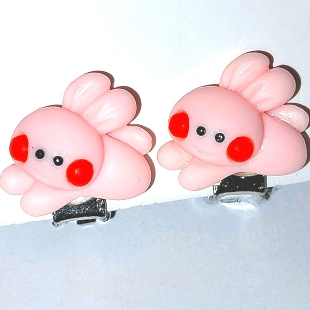 Beautiful girls pink bunny clip-on earrings for kids